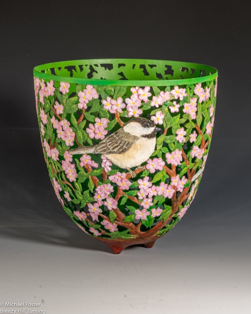 Vermont Spring- Chickadees in a bloomng apple tree-----SOLD