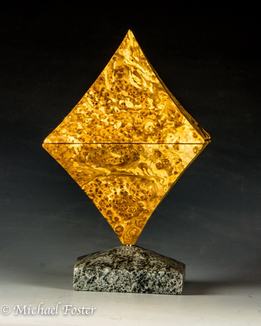Octahedron-   Spalted Black Ash Burl, Waterlox, Soapstone, 5&rdquo; W x 5&rdquo; D x 8&rdquo; H----AVALIABLE