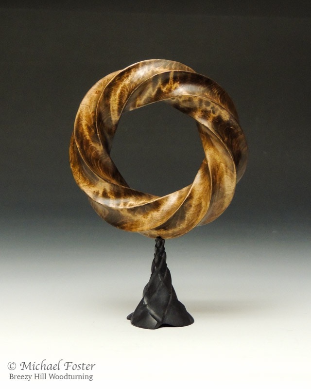 Fibonacci Torus-   An 8,5 torus knot joined by minimal surfaces.  Base and knot are both inspired by the Fibonacci series.----SOLD