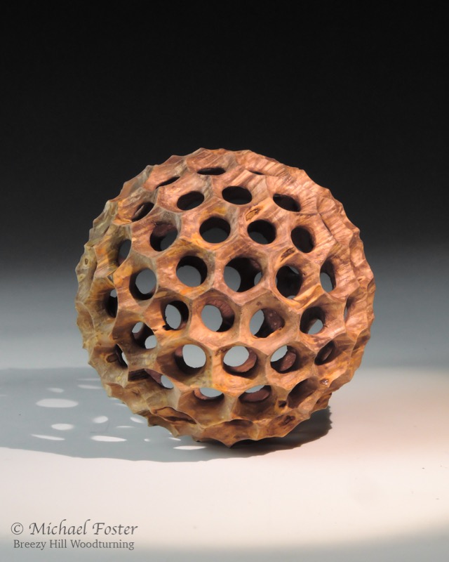 Radiolarian IV-   A turned piece inspired by the work of Ernst Haeckel and the radiolarian  Cenosph&aelig;ra perforata that he illustrated.----AVAILABLE