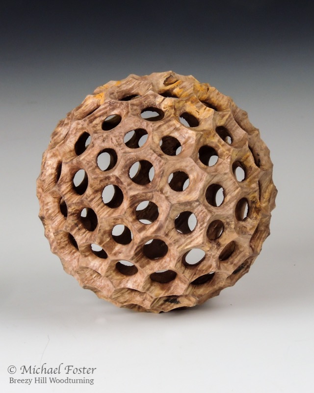 Radiolarian IV-   Box Elder Burl, stain, Waterlox, 3.25&rdquo; D----AVAILABLE
